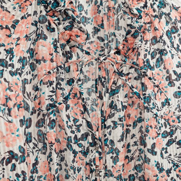 Veronica Beard Antonette White Floral-Print Silk Ruffled Blouse - Picture 5 of 10